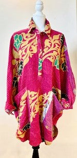 Designer Specialty Tunic is Versatile: Coat, Coverup, or Top (Pink Scroll)