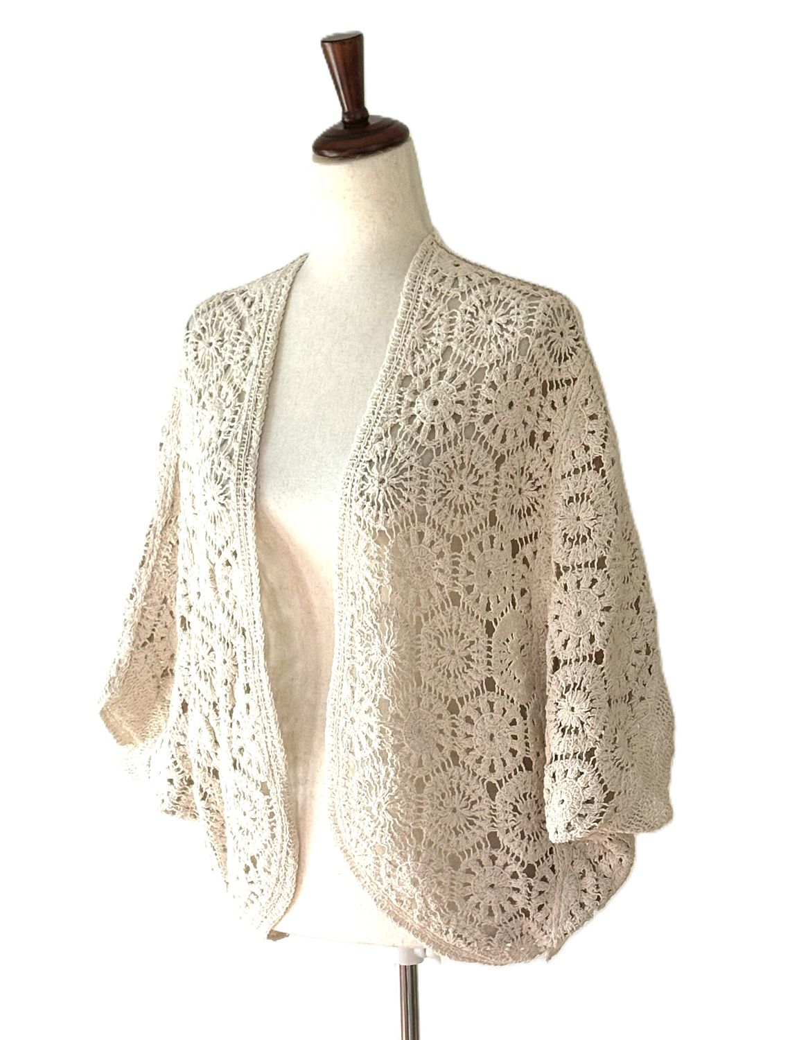 Tops: Crochet Cotton Cardigan Is Elegant and On Trend.