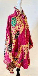 Designer Specialty Tunic is Versatile: Coat, Coverup, or Top (Pink Scroll)