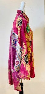 Designer Specialty Tunic is Versatile: Coat, Coverup, or Top (Pink Scroll)