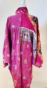 Designer Specialty Tunic is Versatile: Coat, Coverup, or Top (Pink Scroll)