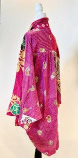 Designer Specialty Tunic is Versatile: Coat, Coverup, or Top (Pink Scroll)