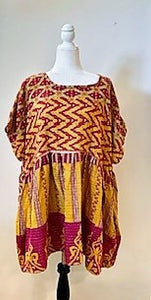 Artisan Kantha Bae  Quilt Mini Dress. Comfortable, Soft, and Very Chic (Geometric)