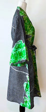 Cape Sleeve Silk Kimono Duster Dress : Hot New Style  (Green and Black)