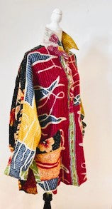 Designer Specialty Tunic is Versatile: Coat, Coverup, or Top (Abstract Red)