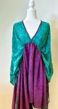 Eclispe Mixed Silk Print Dress, Turquoise Purple