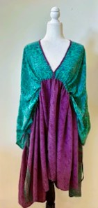 Eclispe Mixed Silk Print Dress, Turquoise Purple