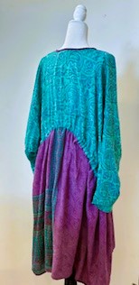 Eclispe Mixed Silk Print Dress, Turquoise Purple