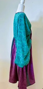 Eclispe Mixed Silk Print Dress, Turquoise Purple