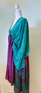 Eclispe Mixed Silk Print Dress, Turquoise Purple