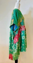 Artisan Kantha Bae  Quilt Mini Dress. Comfortable, Soft, and Very Chic (Green Garden)