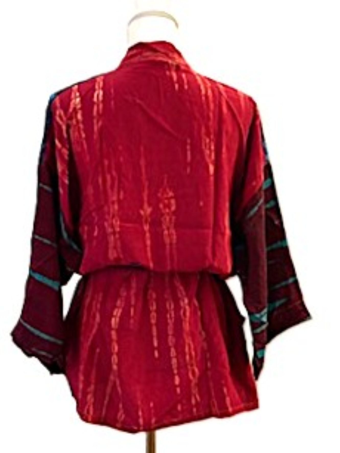 The Accessory In Demand, A Short Silk Kimono Jacket.  A Tie Dye Beauty (Blue)