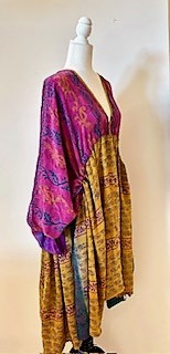 Eclispe Mixed Silk Print Dress, Golden