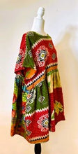 Artisan Kantha Bae  Quilt Mini Dress. Comfortable, Soft, and Very Chic (Green Print)