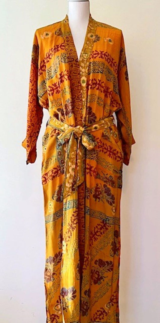 Luxurious Rich Silk Long Kimono Duster Raises The Room Temperature.