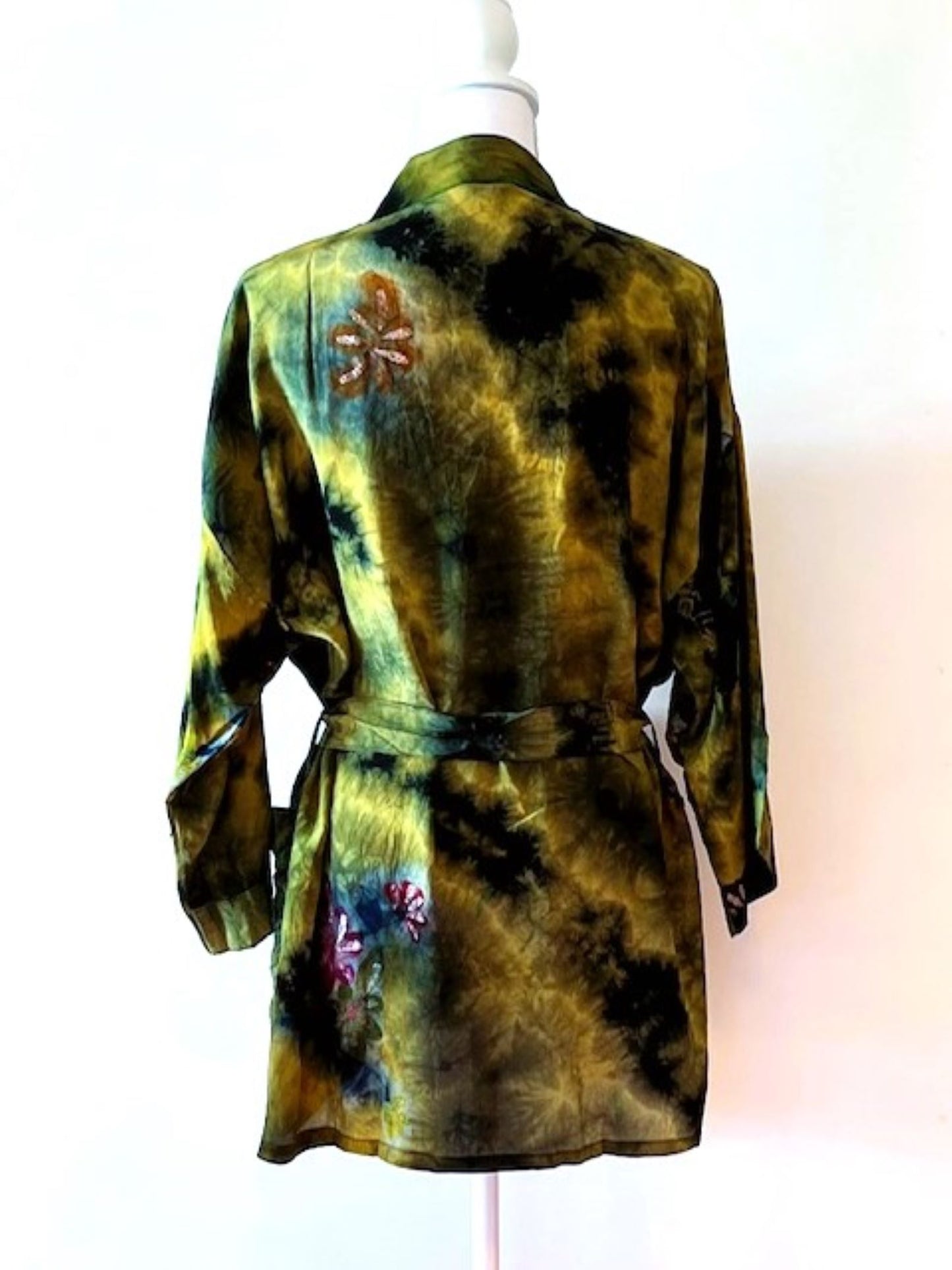 The Accessory In Demand, A Short Silk Kimono Jacket.  A Beauty In Turquoise