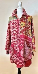 Designer Specialty Tunic is Versatile: Coat, Coverup, or Top (Pink Floral)