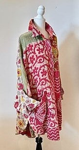 Designer Specialty Tunic is Versatile: Coat, Coverup, or Top (Pink Floral)