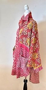 Designer Specialty Tunic is Versatile: Coat, Coverup, or Top (Pink Floral)