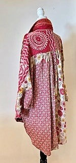 Designer Specialty Tunic is Versatile: Coat, Coverup, or Top (Pink Floral)