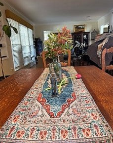 Vintage Kilim Chenille Fabric Table Runner. Inspired by the rich heritage of Turkish designs.