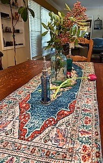 Vintage Kilim Chenille Fabric Table Runner. Inspired by the rich heritage of Turkish designs.