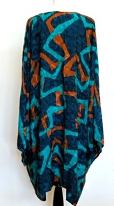 Geometric 4 Button Short Silk Tunic is Seasonless (Turquoise/Copper)