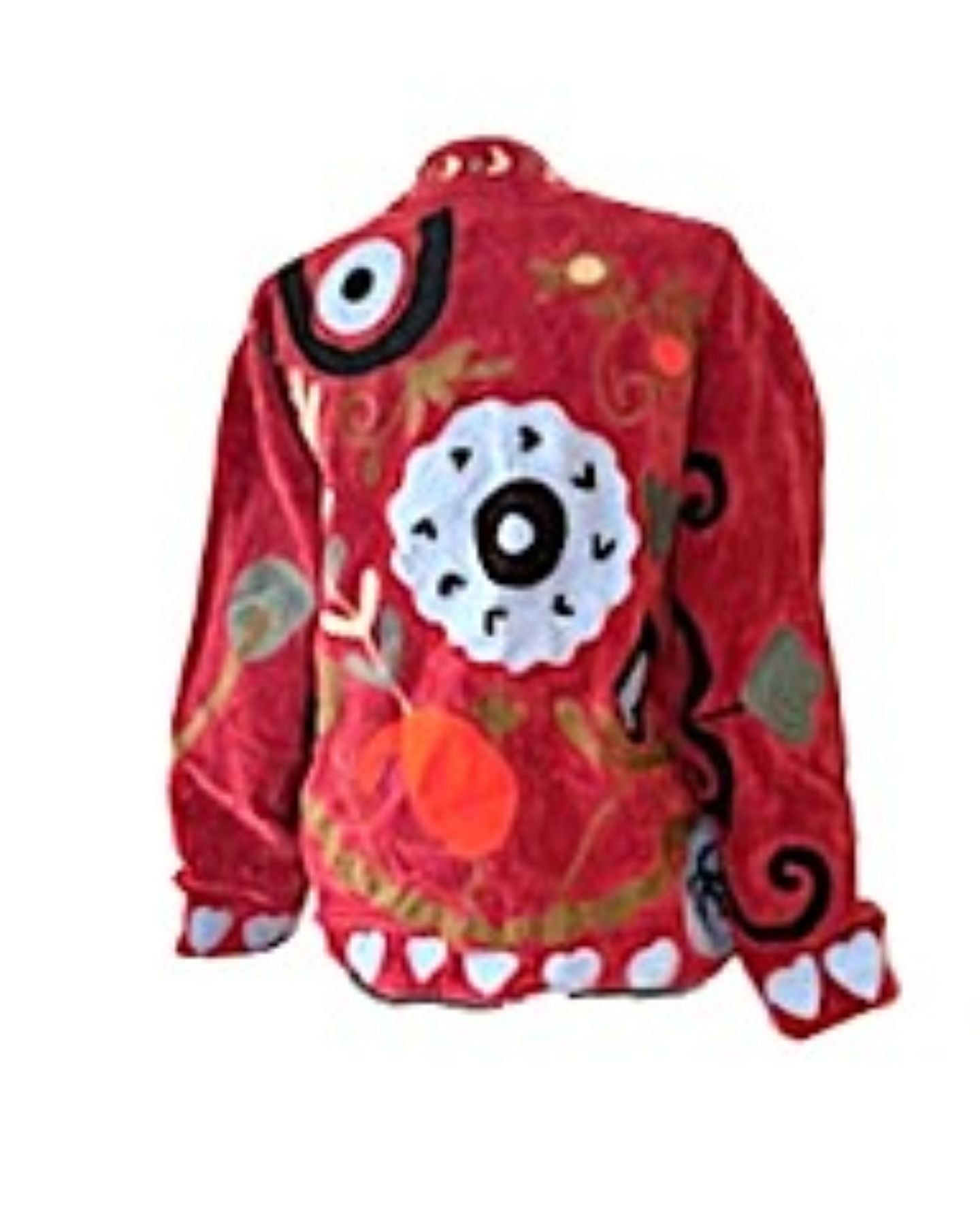 Jacket - Wearable Art,  Embroidered, Cotton Velvet Boho Kimono Box Cut. Available In 2 Colors.
