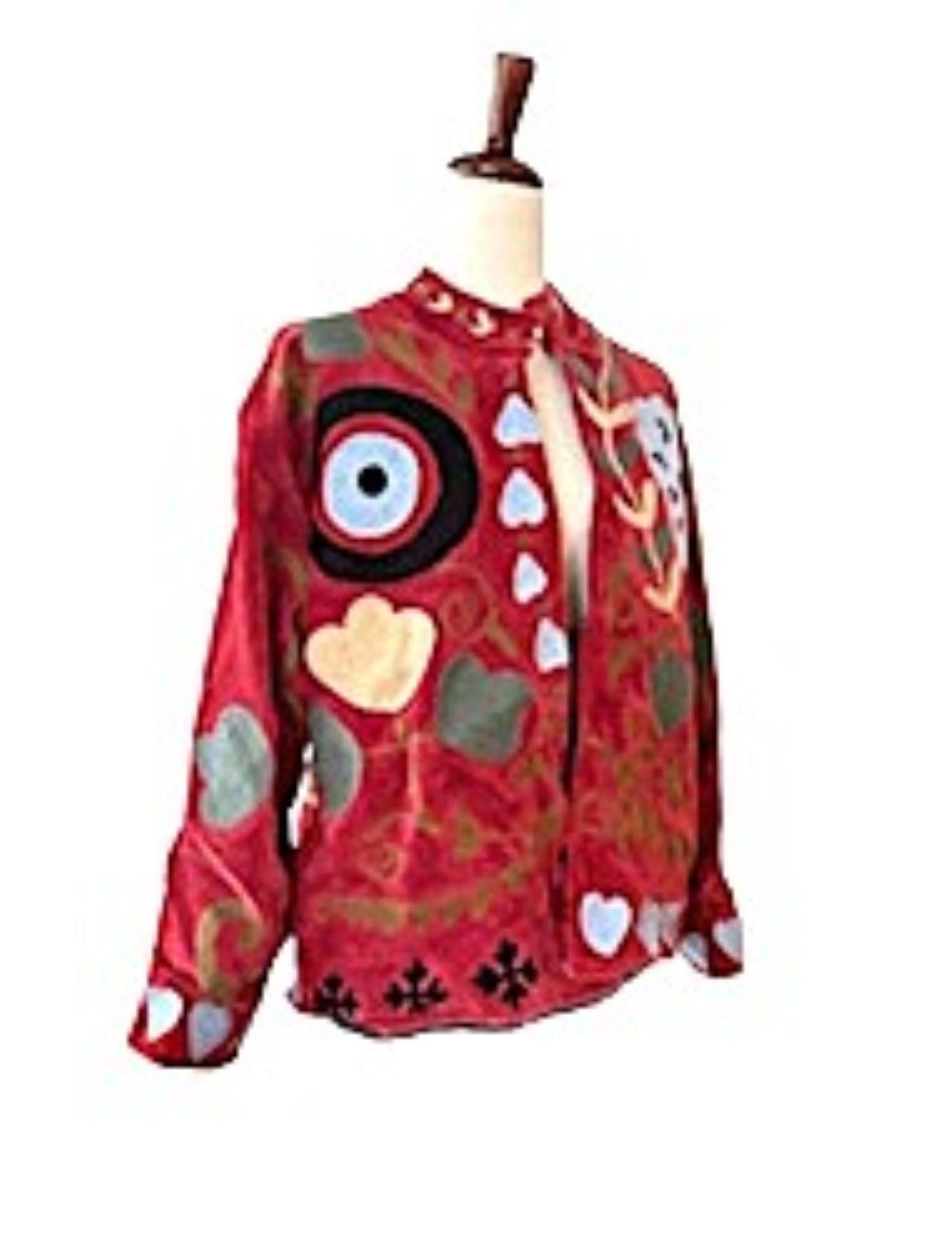 Jacket - Wearable Art,  Embroidered, Cotton Velvet Boho Kimono Box Cut. Available In 2 Colors.