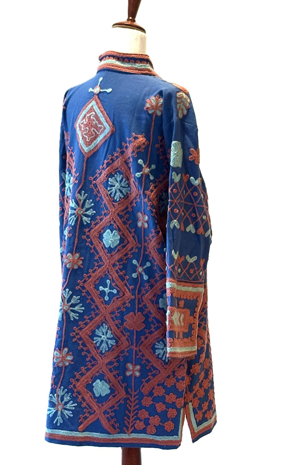 Jacket - Wearable Art, Light Weight Hand Embroidered Cotton Kimono Coat (Royal)