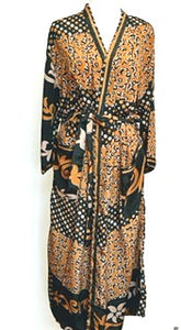 Luxury Silk Kimono Duster:  Dramatic Mixed Print