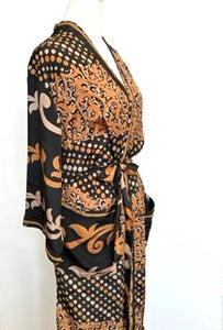 Luxury Silk Kimono Duster:  Dramatic Mixed Print