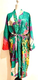 Designer Cotton Kimono Mixed Print (Green Pink)