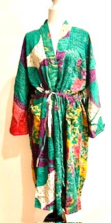 Designer Cotton Kimono Mixed Print (Green Pink)