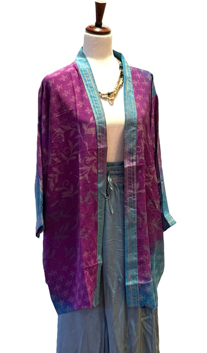 The Accessory In Demand, The Short Silk Kimono Jacket. Fashionable and Elegant. (Purple)