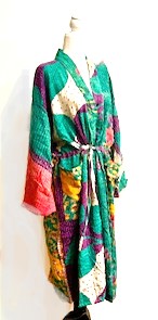 Designer Cotton Kimono Mixed Print (Green Pink)