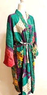 Designer Cotton Kimono Mixed Print (Green Pink)