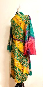 Designer Cotton Kimono Mixed Print (Green Pink)