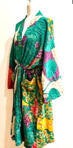 Designer Cotton Kimono Mixed Print (Green Pink)