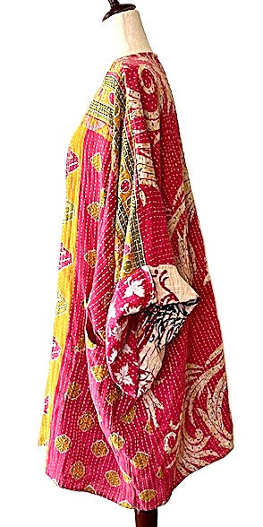 Solutions Open Kimono Jacket Provides Versatility (Pink Yellow)