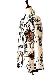 Blazer-Contemporary Italian One Size Artistic Graffiti & Floral Print
