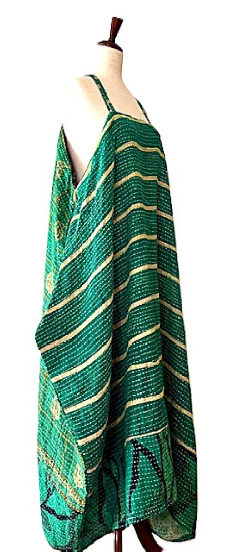 Kantha Gonna Shine Maxi Sundress (Green Stripe)