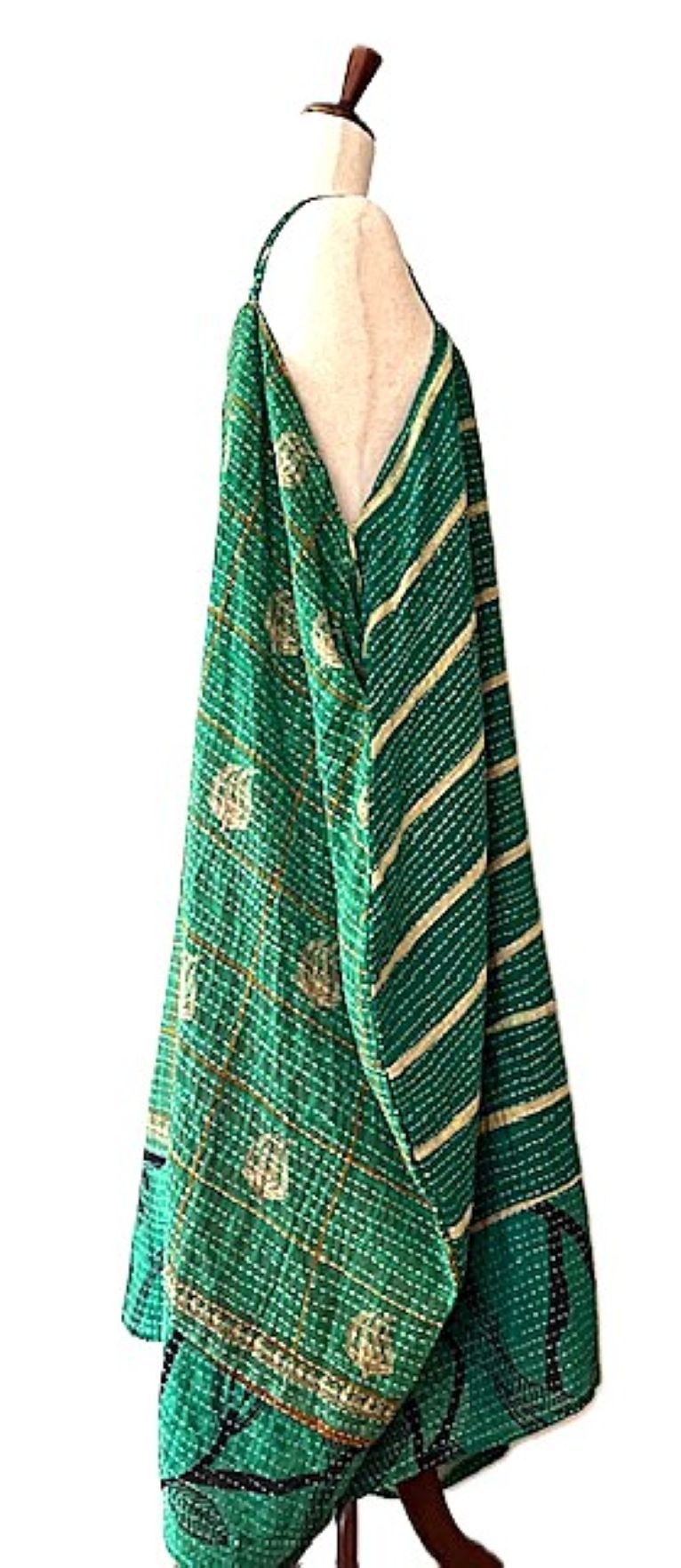 Kantha Gonna Shine Maxi Sundress (Green Stripe)