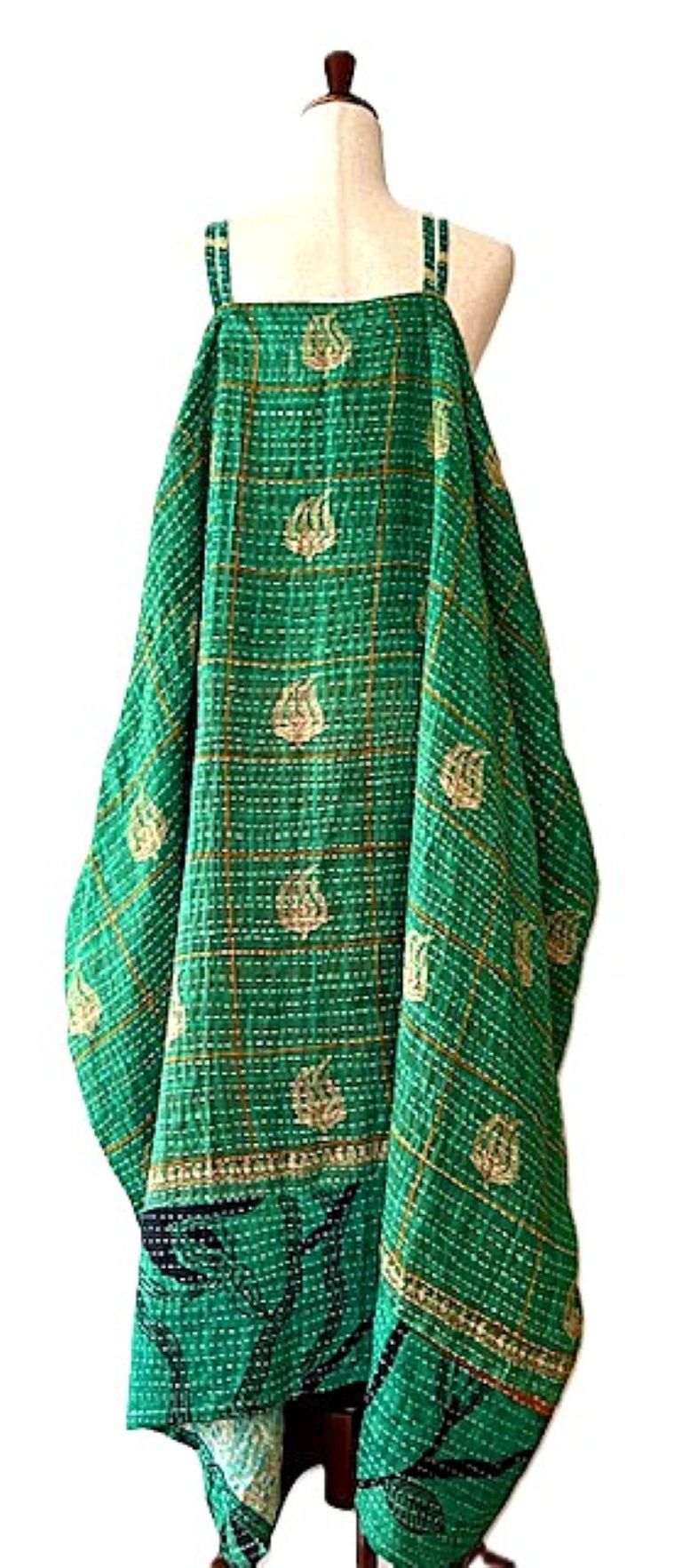 Kantha Gonna Shine Maxi Sundress (Green Stripe)