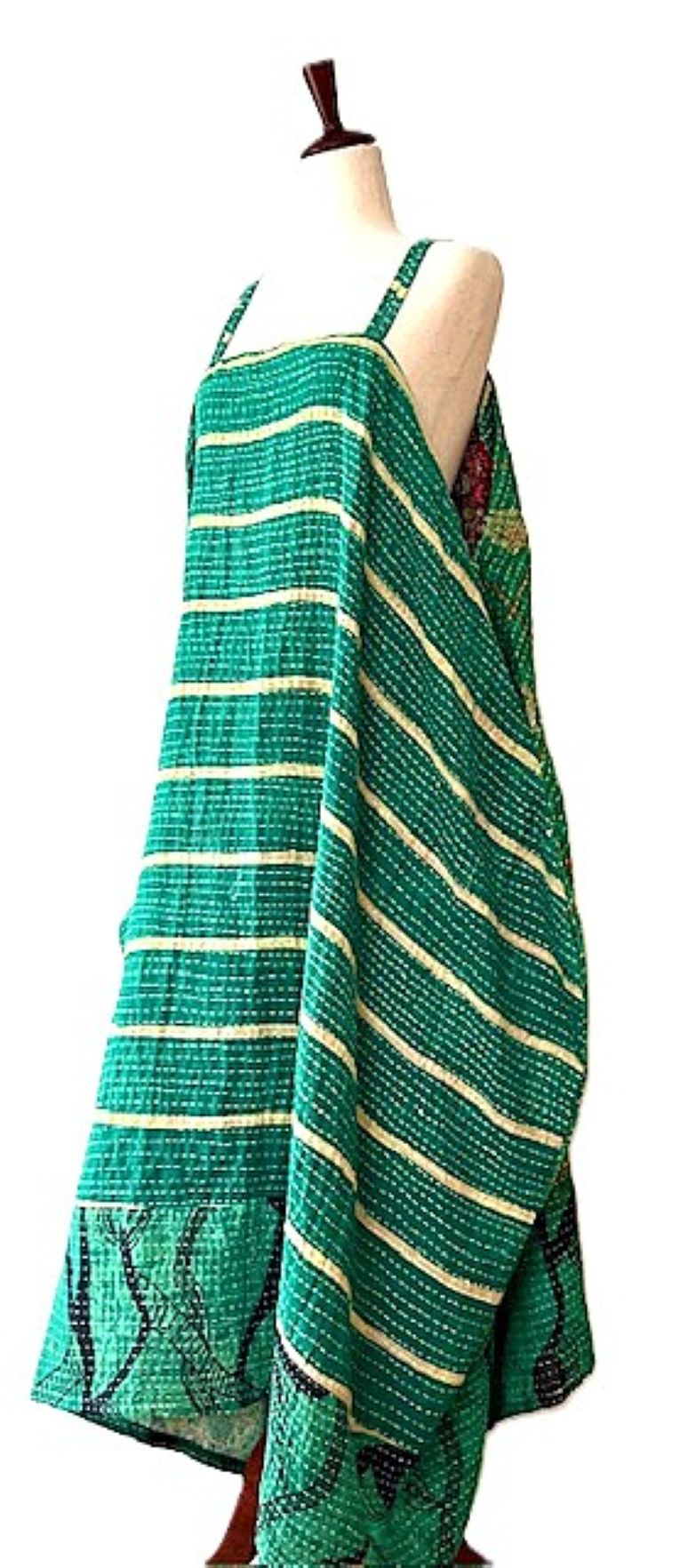 Kantha Gonna Shine Maxi Sundress (Green Stripe)