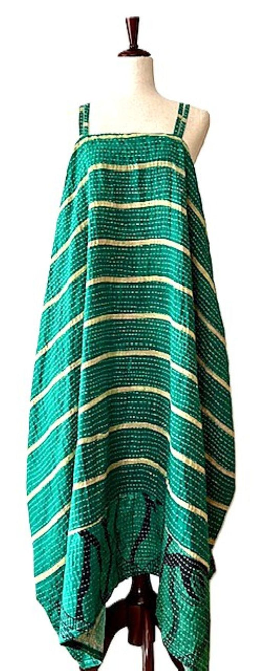 Kantha Gonna Shine Maxi Sundress (Green Stripe)