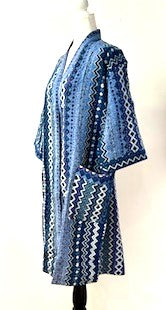 Sophisticated Handmade Kantha Jacket  Is Timeless (Mixed Blue Stripes)