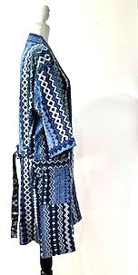 Sophisticated Handmade Kantha Jacket  Is Timeless (Mixed Blue Stripes)