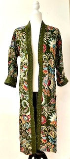 Next Generation Full Length Reversible Duster Kimono In A Mixed Print (Forest Green)