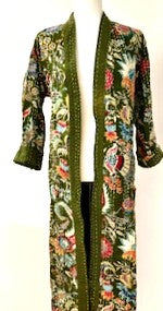 Next Generation Full Length Reversible Duster Kimono In A Mixed Print (Forest Green)